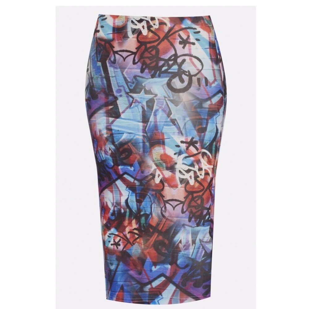 TopShop Graffiti midi skirt